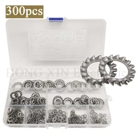 300pcsset 304 stainless steel external tooth star lock washers assortment kit included m2 5 m3 m4 m5 m6 m8 m10 m12