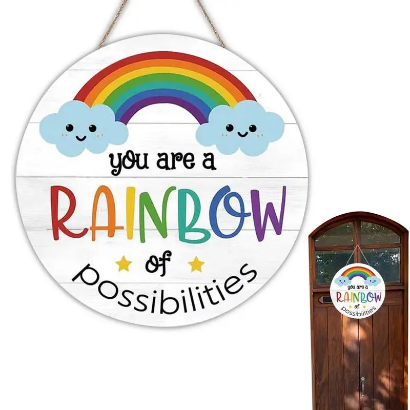 

Деревянный Радужный знак, деревянный список, приветственная дверь, знак радужной стены, вы Радуга, возможности дюймов для детской комнаты