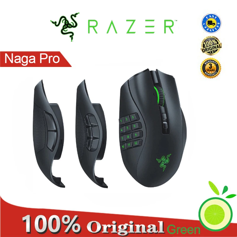 

Беспроводная игровая мышь Razer Naga Pro: сменная боковая панель с 2, 6, 12 настройками фокусировки кнопок + оптический датчик 20k dpi
