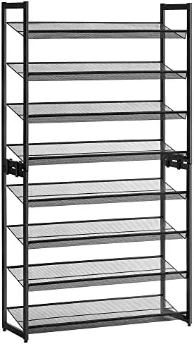 

, 8-Tier Shoe Organizer, Metal Shoe Storage for Garage, Entryway, Set of 2 4-Tier Stackable Shoe Shelf, with Adjustable Flat or