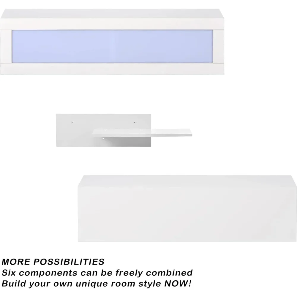 Настенный плавающий кронштейн для телевизора с четырьмя шкафами хранения