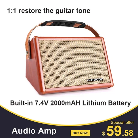 Портативный акустический гитарный усилитель ammoon AC-15 15 Вт, BT динамик с микрофоном