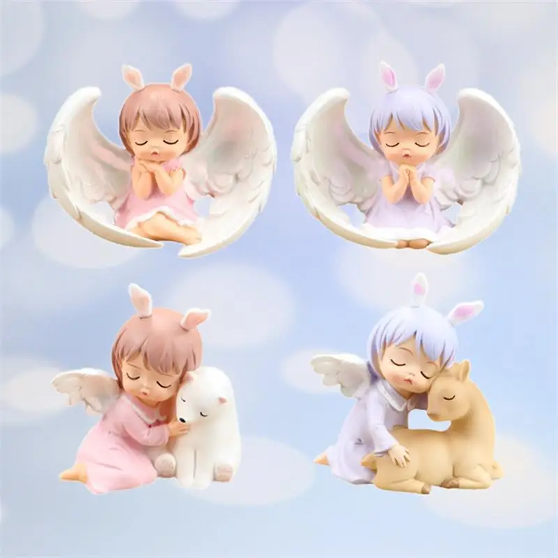 Creative Resin Cute Angel Figurines Miniature Fairy Garden Room Decor Bake Cake Decoration Children Girls Gift For Kids