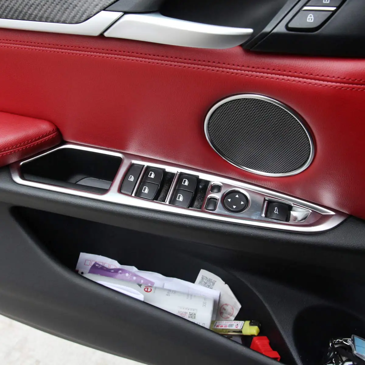 4pcs Chrome Window Lift Button Panel Cover Trim for BMW X5 X6 F15 F16 2014-2018 (abs Chrome)