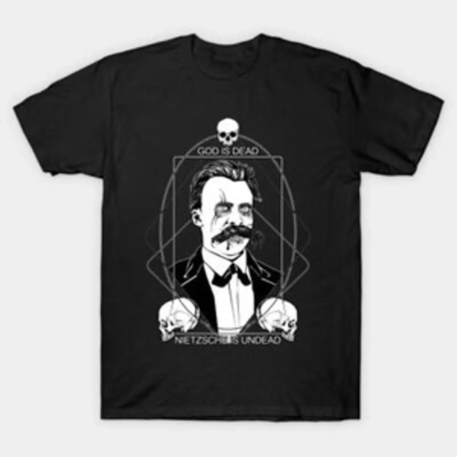 Фото Футболка GOTT IST TOT NIETZSCHE UNTOT, размеры S-5XL, быстрая доставка, винтажная, с эффектом потертости, модная, мягкая, уличная, с графическим принтом, универсальная, стильная №1