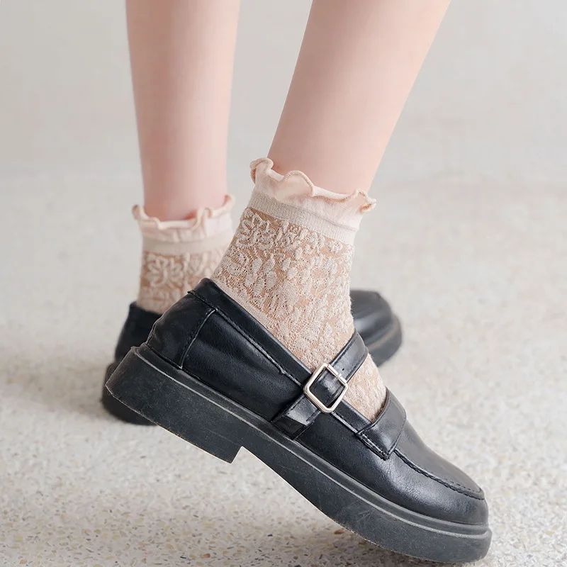 Fungus edge boat socks Japanese twist solid color short women's cotton socks