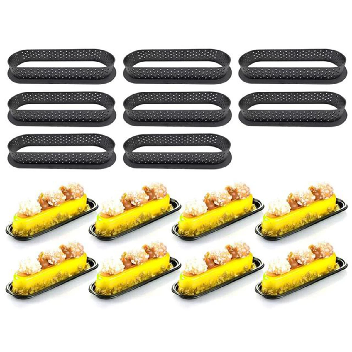 

8Pcs Oval-Shape Cake Mold Cake Circle Ring Mold Reusable Tart Round Mold Round Shape Cake Making Mold Plastic Mousse Circle Ring