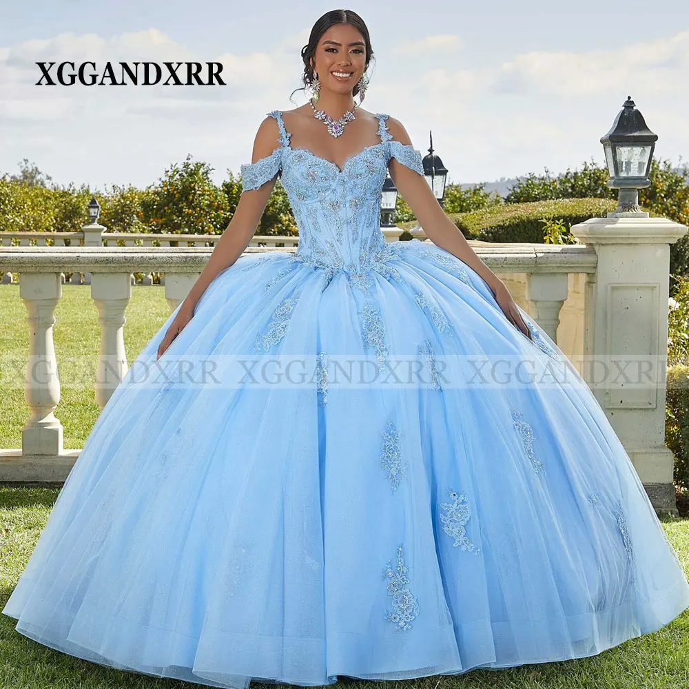 

Chantilly Lace Sparkle Tulle Quinceañera Dress Elegant Beaded Applique Sweet 16 Princess Dress Pageant Vestidos De 15 Party Gown