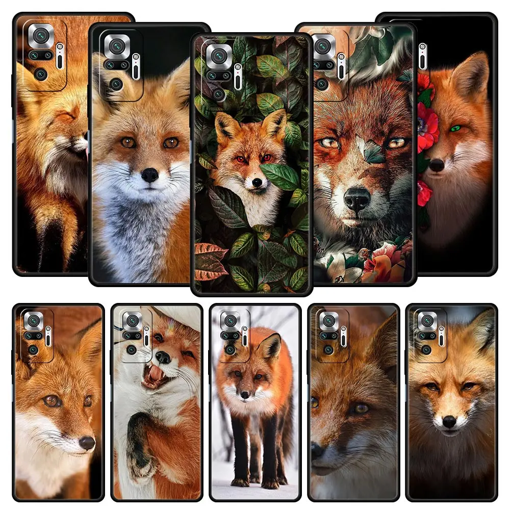 

Cute Red Fox Gift Phone Case For Xiaomi Redmi Note 11 10 Pro 9S 9 8 7 9T 8T 9C 9A 8A 11T 5G 10S K50 K40 Gaming Silicone Cover