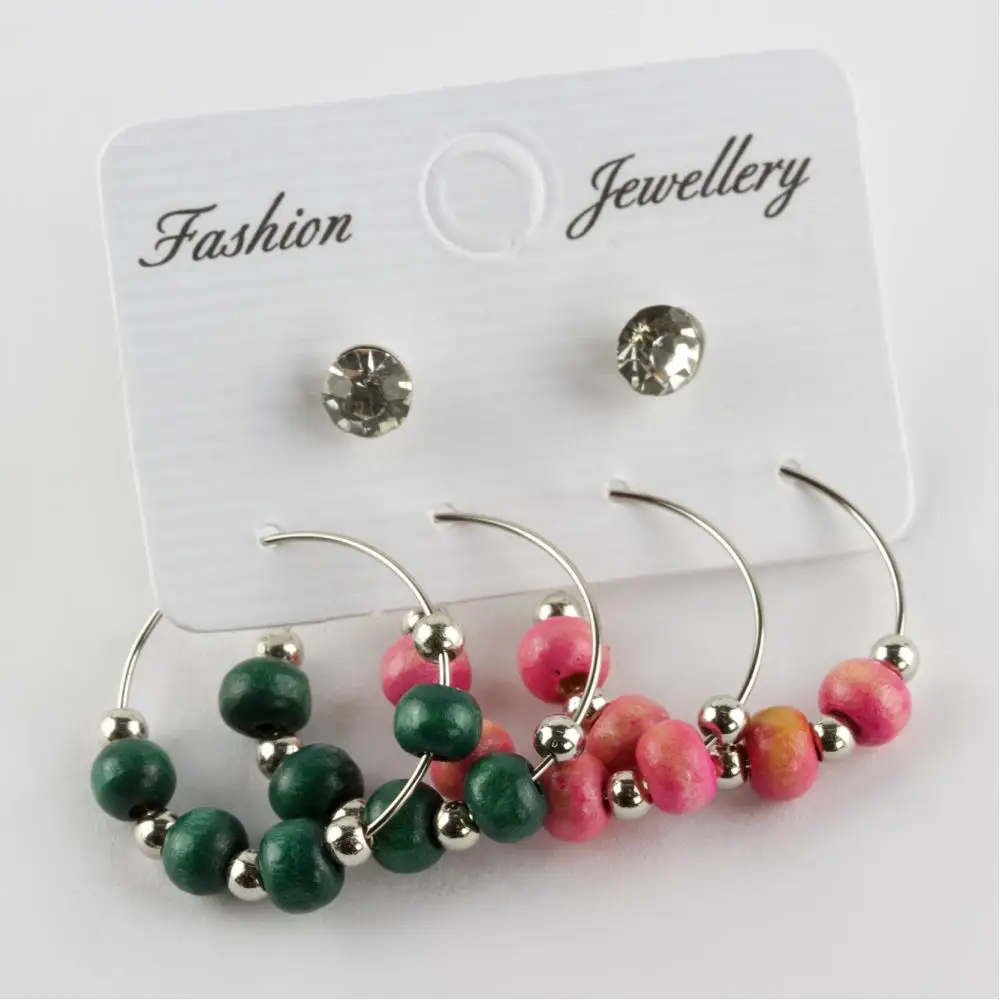 

6 cm bead stone ring earrings 2 cm