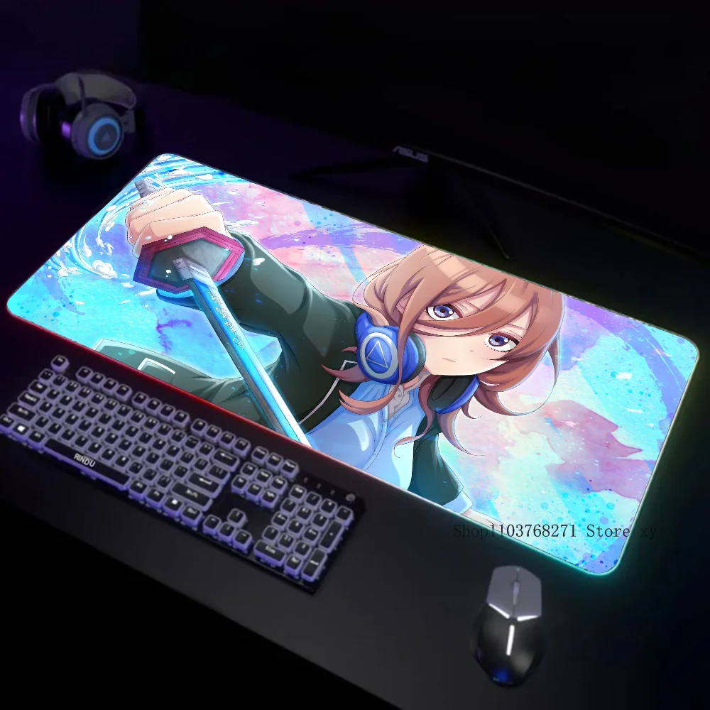 Фото Коврик для мыши Nakano Miku с аниме девушкой, размер XXL, RGB, игровые коврики для мыши, HD, черный цвет, аксессуары для геймеров большой №5