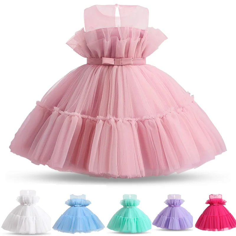 

Kids Girls Clothes Pink Princess Dress For Baby Girls Formal Party Ball Gown Wedding Bridesmaids Dress Tulle Tutu Prom Dress 1-2