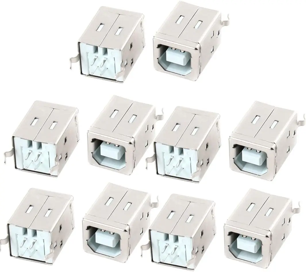 

10pcs USB 2.0 Type B Socket Jack 4 Pins 180 Degree Female Connector