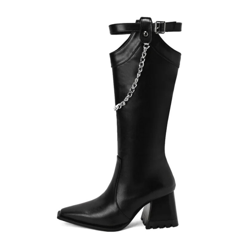

LILYPTUART ZA Boots Woman Winter 2022, Fashion Front Lace Up Chunky Heel Punk Style Zipper Knee Boots, Women's Shoes, Plus Size