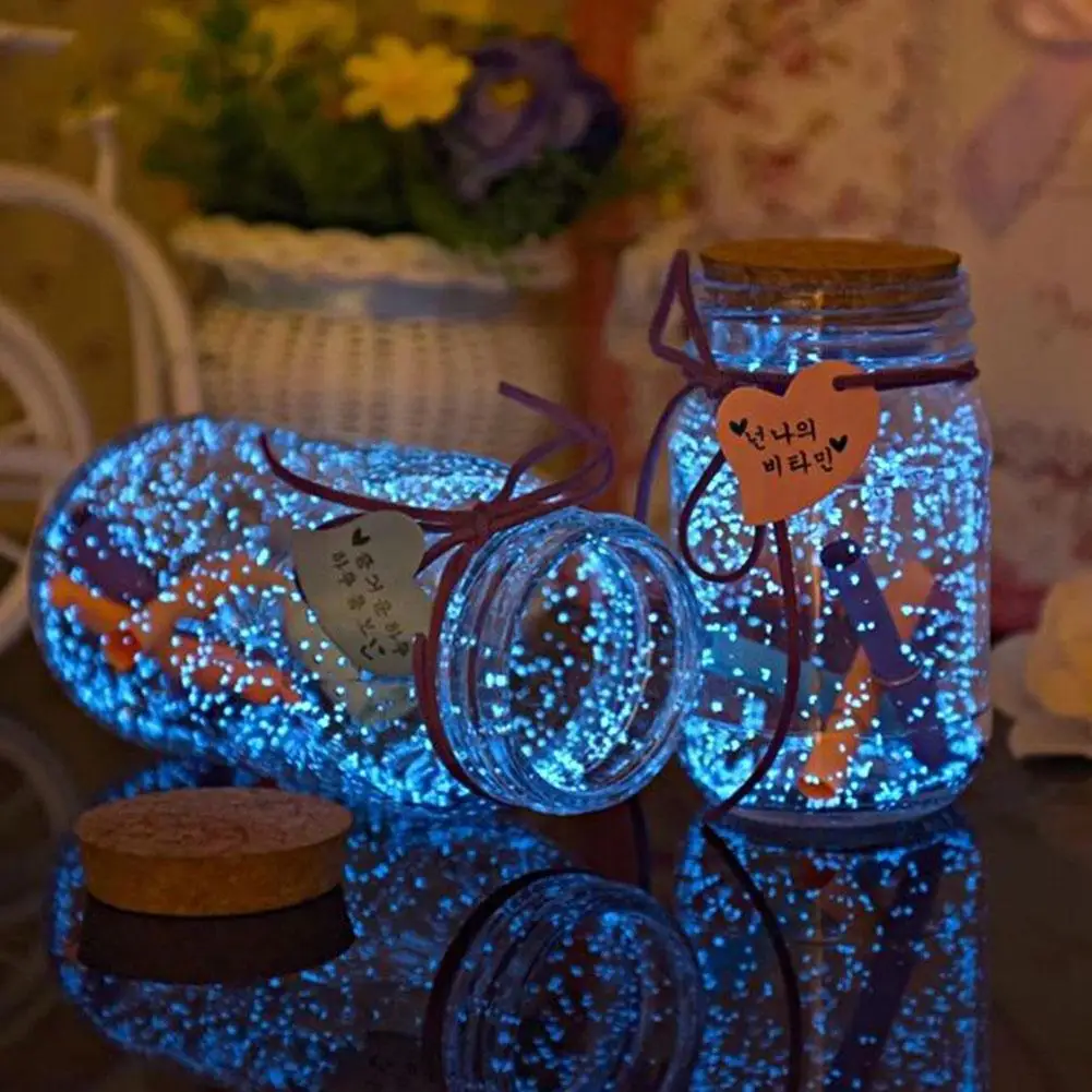 

20 г Diy светящийся песок сильная яркость дробленый камень Яркий светящийся фосфоресцирующий мгновенное поглощение гравия длинный песок U7a9