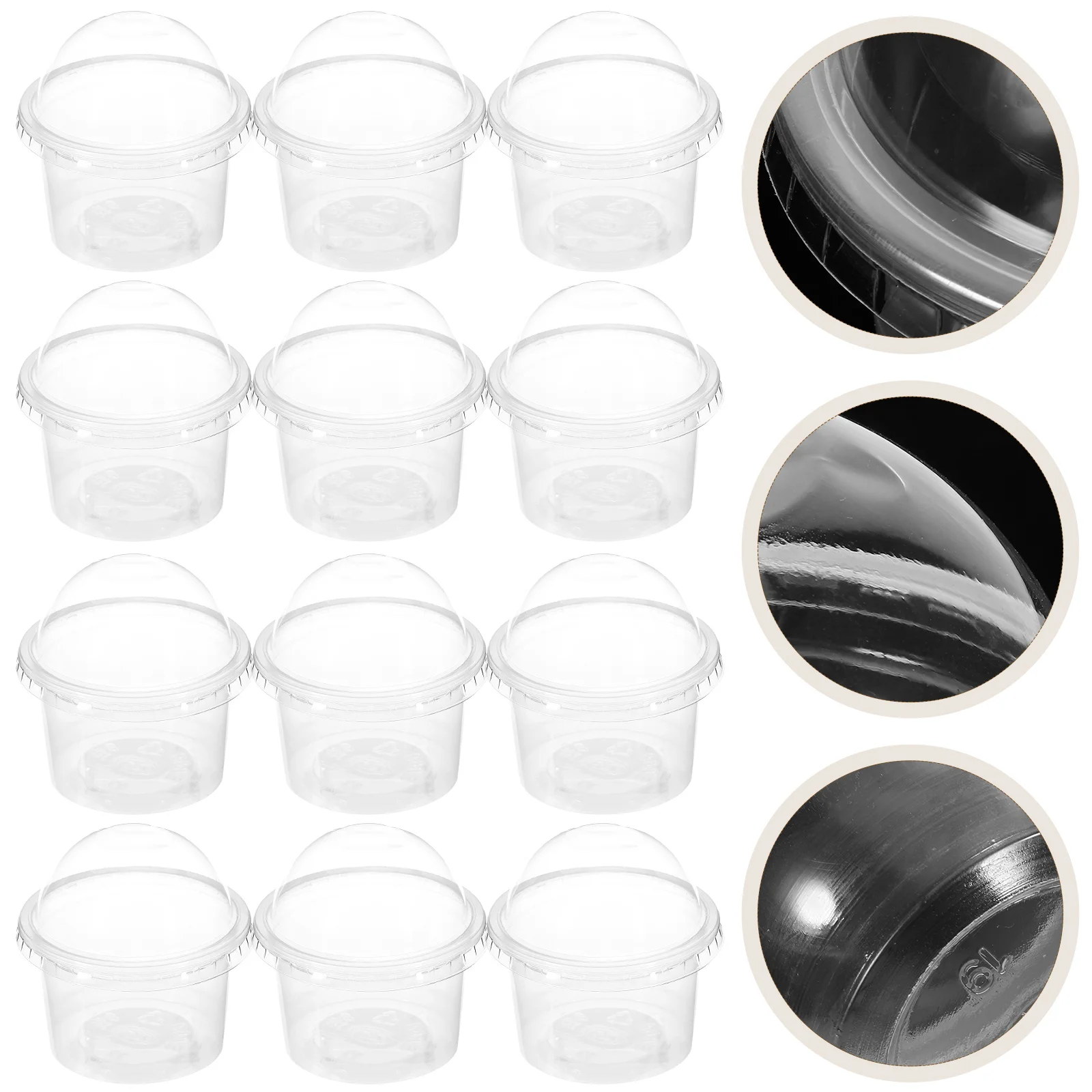 

100 Pcs Plastic Ice Cream Bowls Pudding Cups Food Container Disposable Containers Lids Yogurt Dessert Store