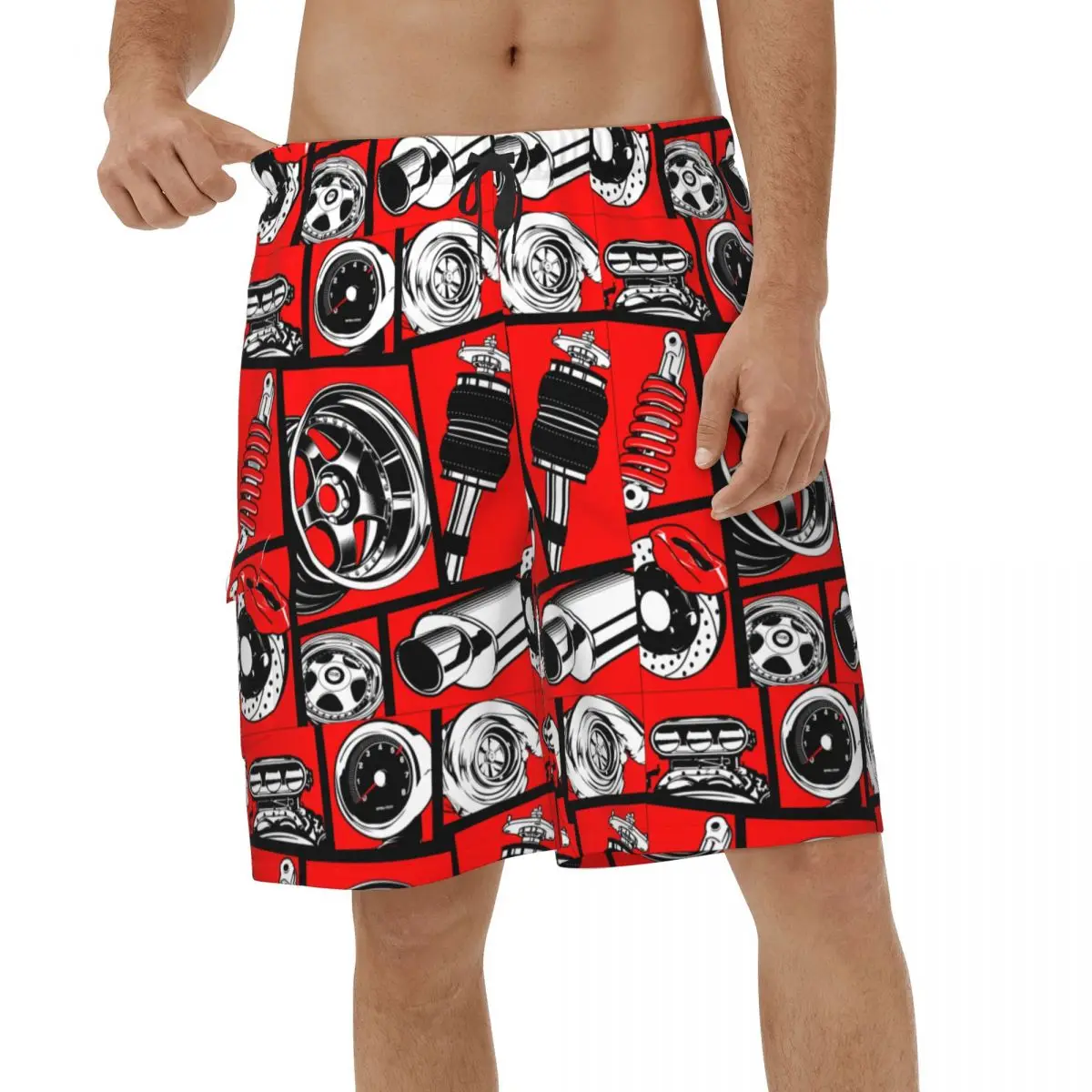 

Car Culture Beach Shorts Men Summer Casual Swimwear Short Pants Breathable Sports Vacation Male Short Pants