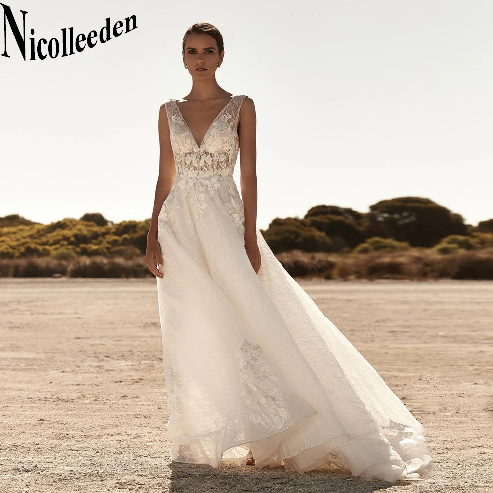 

Классическое Свадебное платье с V-образным вырезом, открытой спиной