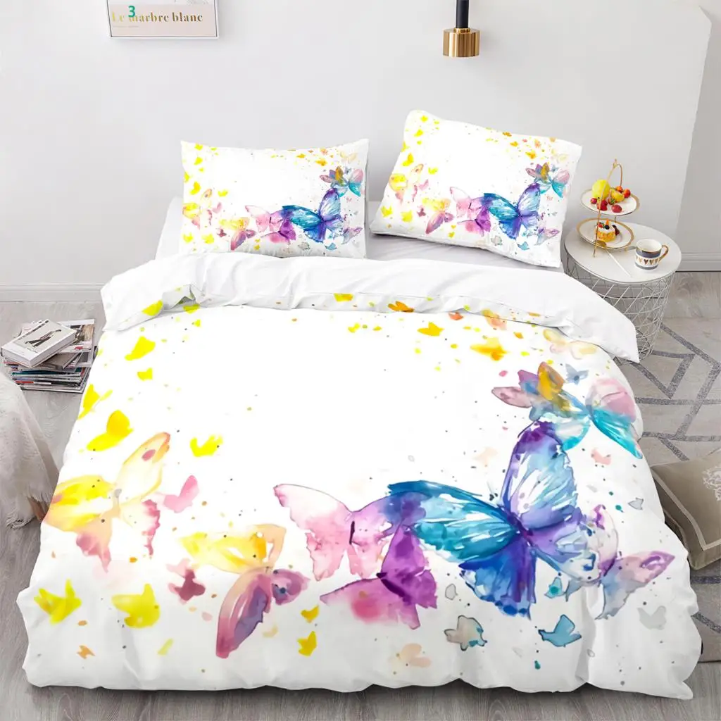 

Set Single Twin Full Queen King Butterfly girl Bedding Size Elf butterfly Bed Set Aldult Kid Bedroom Duvetcover Sets 3D Anime 03