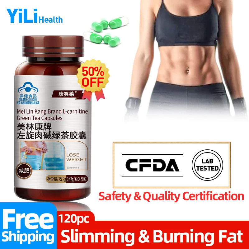 

L Carnitine Capsules Belly Fat Burner Remover Slimming Products Burn Tummy Fat Lose Weight Green Tea Extract 60pc CFDA Approve