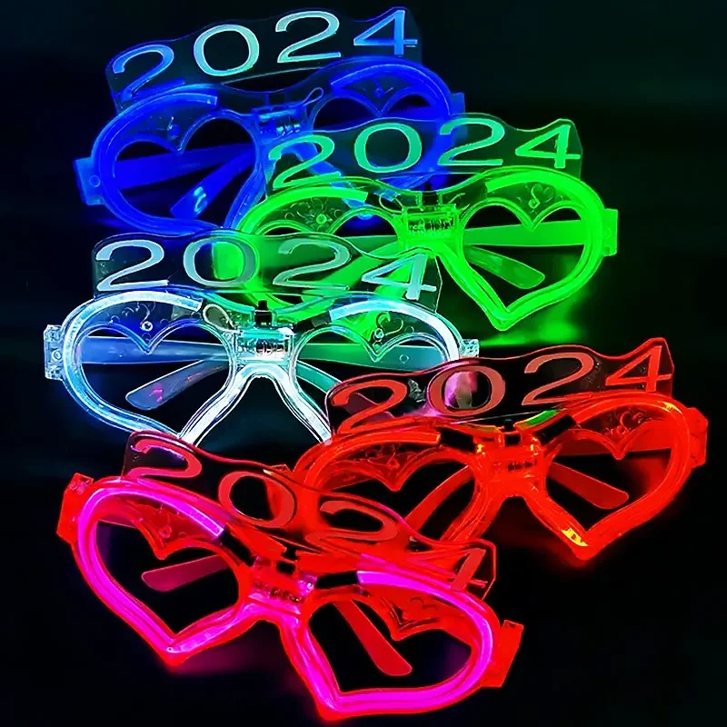 

2024 LED Luminous Glasses Light Up Flashing Eyeglasses Battery Powered Goggles Christmas New Year Party Decor Cosplay Supplies