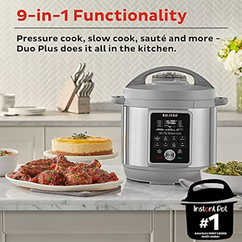 

Instant Pot Duo Plus, 8-Quart Whisper Quiet 9-in-1 Electric Pressure Cooker, Slow Cooker, Rice Cooker, Steamer, Sauté, Yogurt