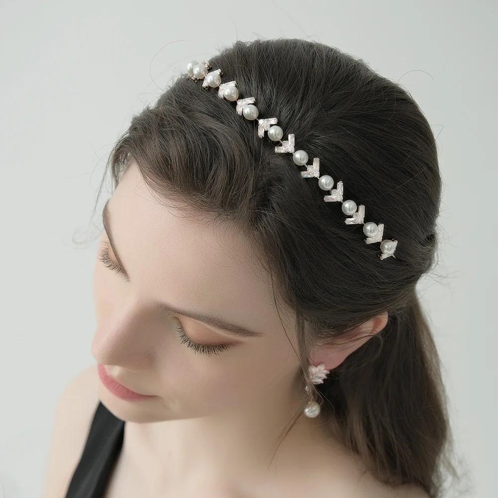 Купи Party Sparkle Hairband Zircon Pearl Fashion Girls Headpieces Hair Accessories Wholesale mesh bridal headwear Hair Band за 284 рублей в магазине AliExpress