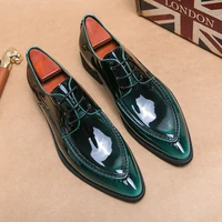 Men Luxury Patent Leather Wedding Shoes Pointed Toe Dress Leather Shoes Classic Original Derbies Shoes 1