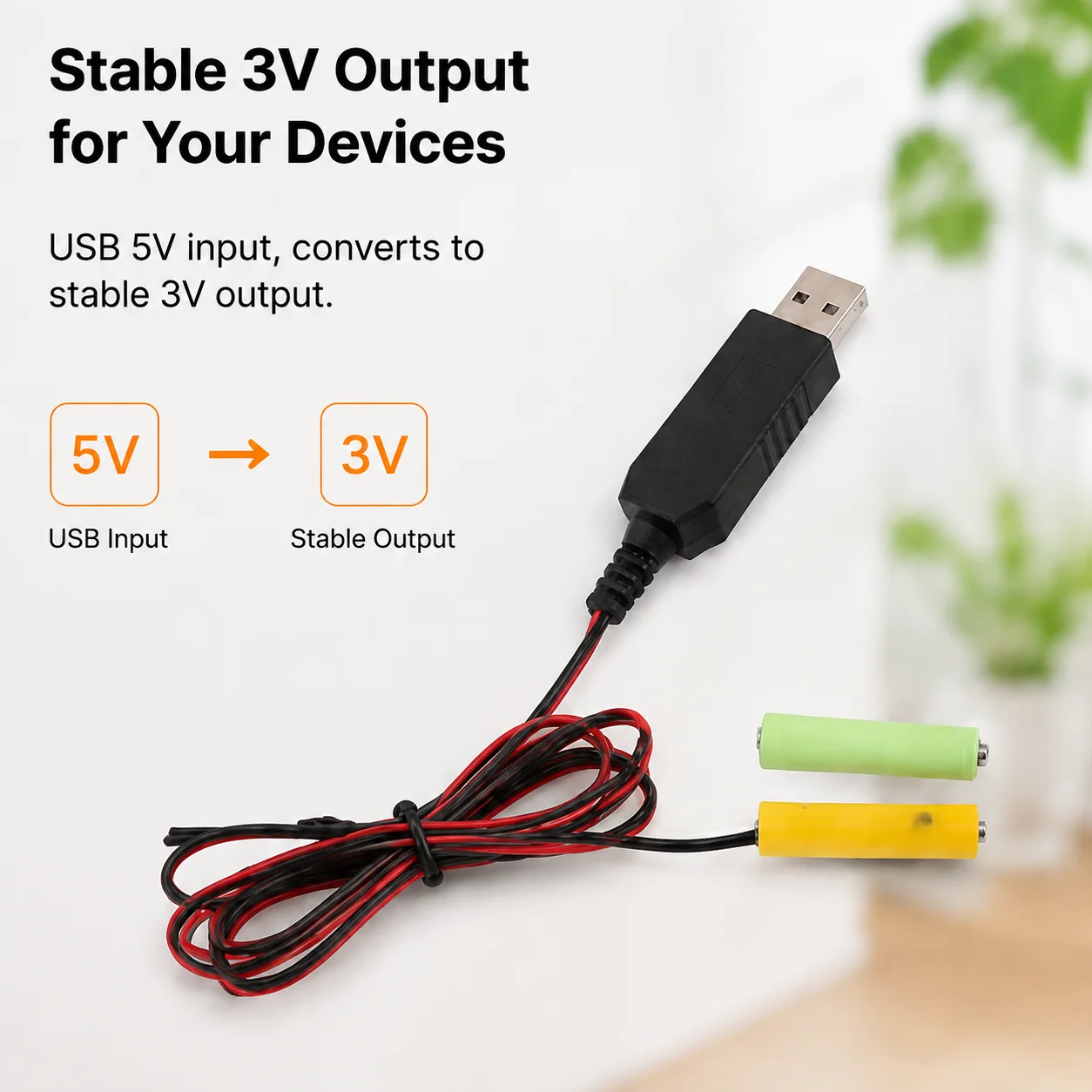 Фото Замена батареек AAA с помощью USB-кабеля питания: преобразование напряжения с 5В на 3В для пультов дистанционного управления беспроводными светодиодными лампами. №3