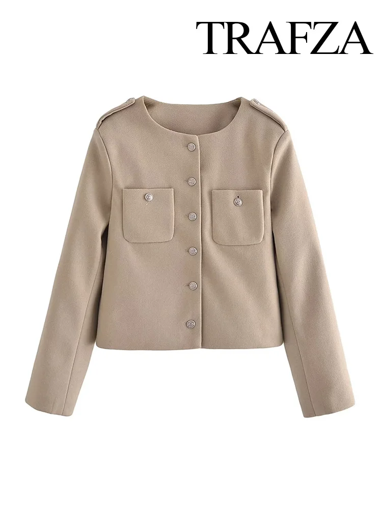 

Женская однобортная куртка с длинным рукавом и карманами, в офисном стиле