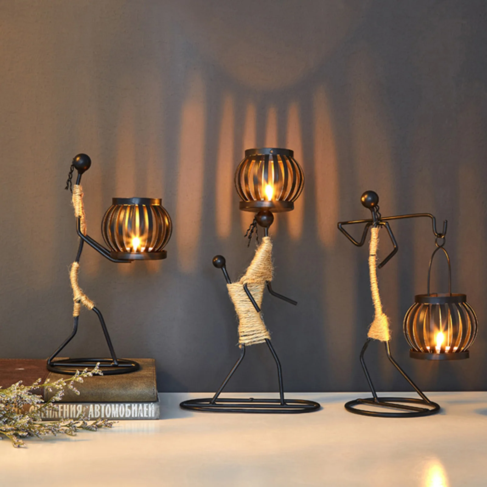 

African Women Candlestick Holder Decorative Vintage Candlestick Table Centerpiece for Bedroom Living Room Wedding Party