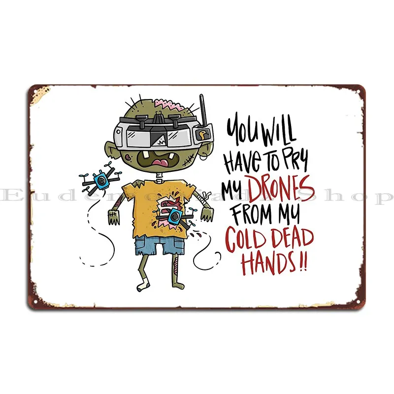 Зомби и его дроны металлический знак плакат дома индивидуальный гостиная кино