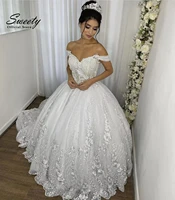 luxury wedding dress vintage with organza ball gown boat neck sleeveless lace bride gowns appliques back lace uprobes de mari%c3%a9e