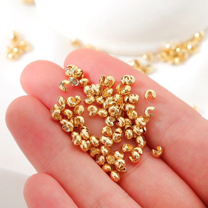 60 шт. 3 мм Пряжка с-образной формы из медного плакированного 14-каратного золотого