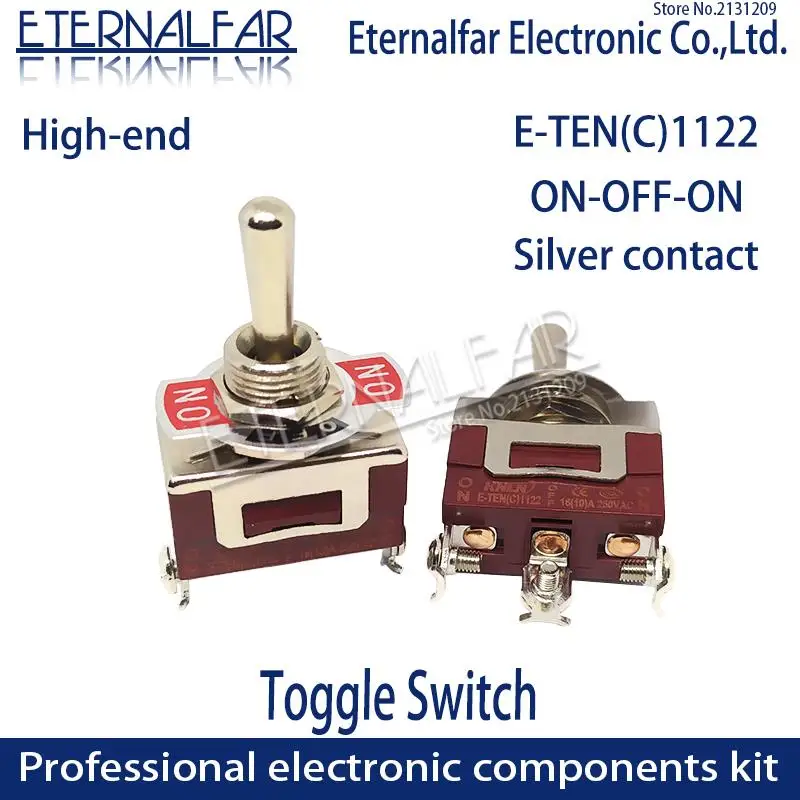 

High-end E-TEN1122 Quality Silver Contact SPDT 12MM 16A 250V AC ON-OFF-ON 3Pin Reset Rocker Toggle Slide Switch Waterproof