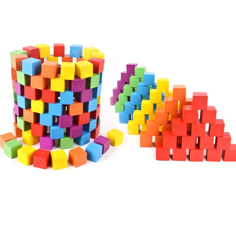 DIY Wooden Colorful Game Cubes Dice Block Toy Squares Building Blocks Sets Educational Wood Board Toys Gifts for Children 2X2CM | Игрушки и