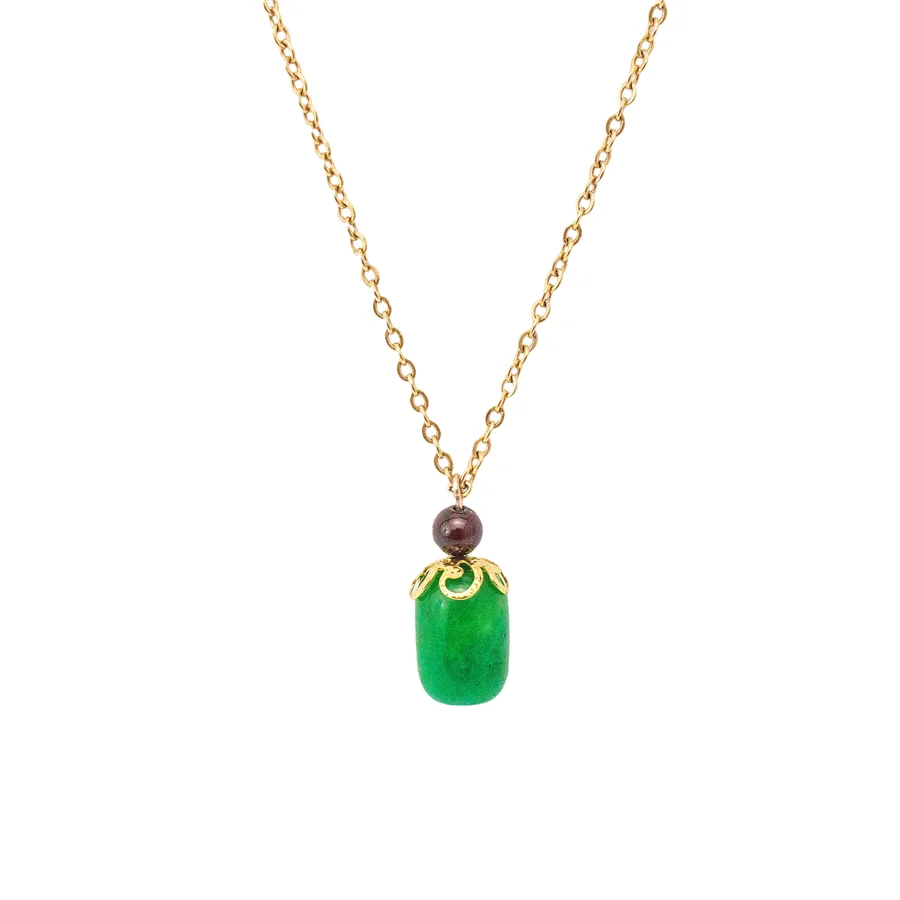 

Cheap Prices Green Nature Agate Waterdrop Pendant Stainless Steel Necklace New Style Gold Color Waterproof Jewelry For Women