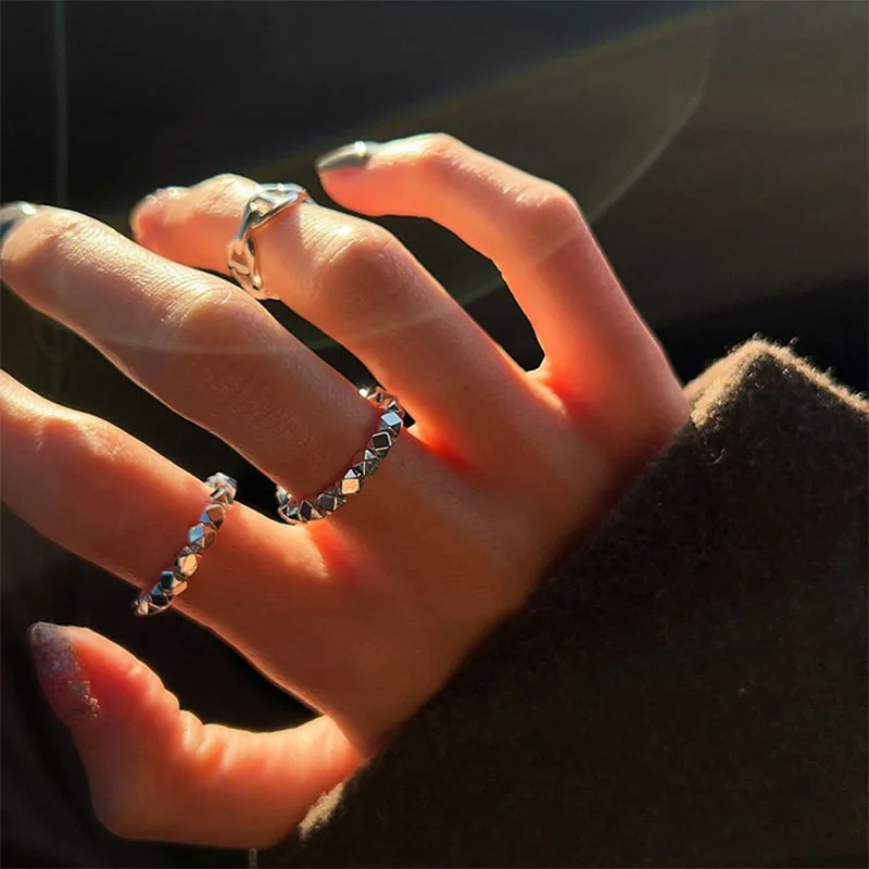 

New Fashionable Broken Retro Fashion Geometric Cutting Opening Ring For Women Korean Fashion Daily Birthday Party Jewelry Gifts