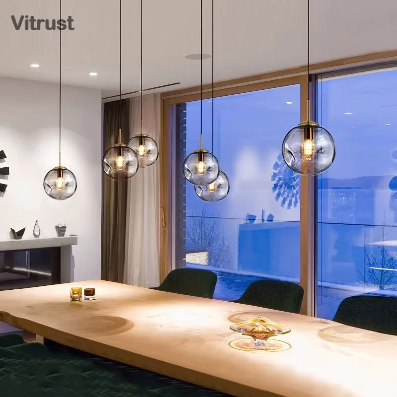 Современная глобусная пузырьковая люстра латунная подвесная лампа для столовой