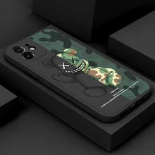 Fashion Side Gloomy Cool Bear Phone Case For Apple iPhone 11 12 13 Pro 12 13 Mini X XR XS Max 5 6 6s 7 8 Plus Luxury Cover Coque