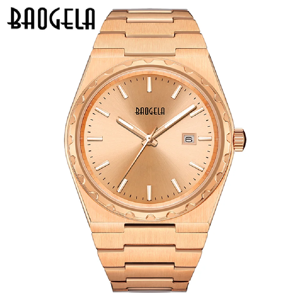 

BAOGELA Brand Luxury Watches Stainless Steel Men's Wristwatch Classic Business 50M Waterproof Japan Movement Relogio Masculino