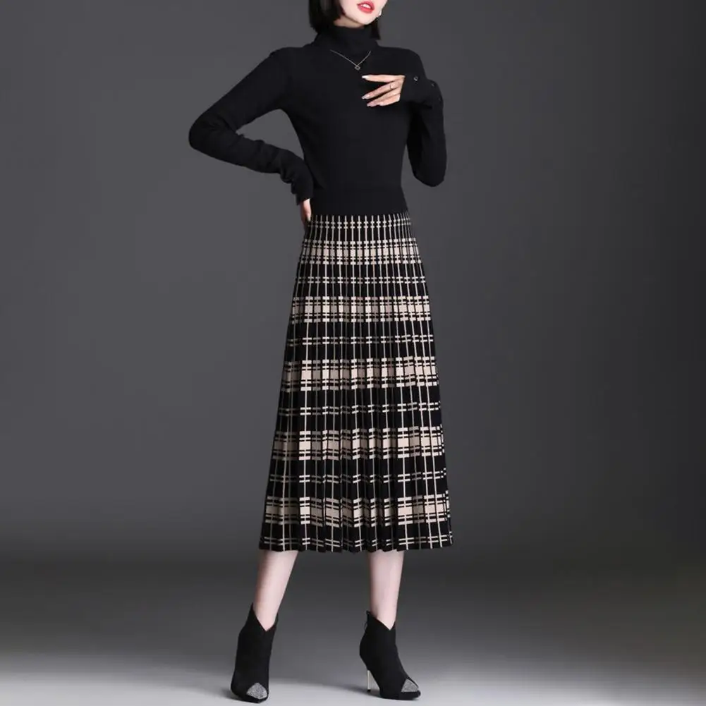 

Юбка женская трапециевидная средней длины, стильная вязаная плиссированная юбка с поясом на резинке, удобная зимняя модная повседневная одежда для свиданий