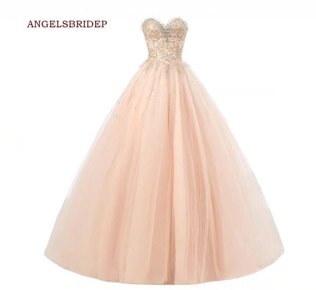 

ANGELSBRIDEP Шампань Quinceanera платья милое платье на шнуровке 15 лет вышитое бисером милое 16 платья Xv года лидер продаж