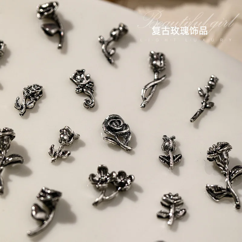 

10 шт., розы в стиле ретро для дизайна ногтей