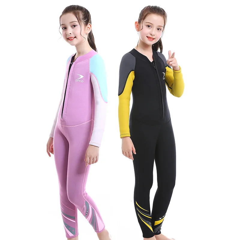 

2.5mm Neoprene Wetsuit Swimwear For Girls Boys Kid Patchwork Swimsuit Diving Suit Children Wetsuits Surfing Jellyfish Wet Suit