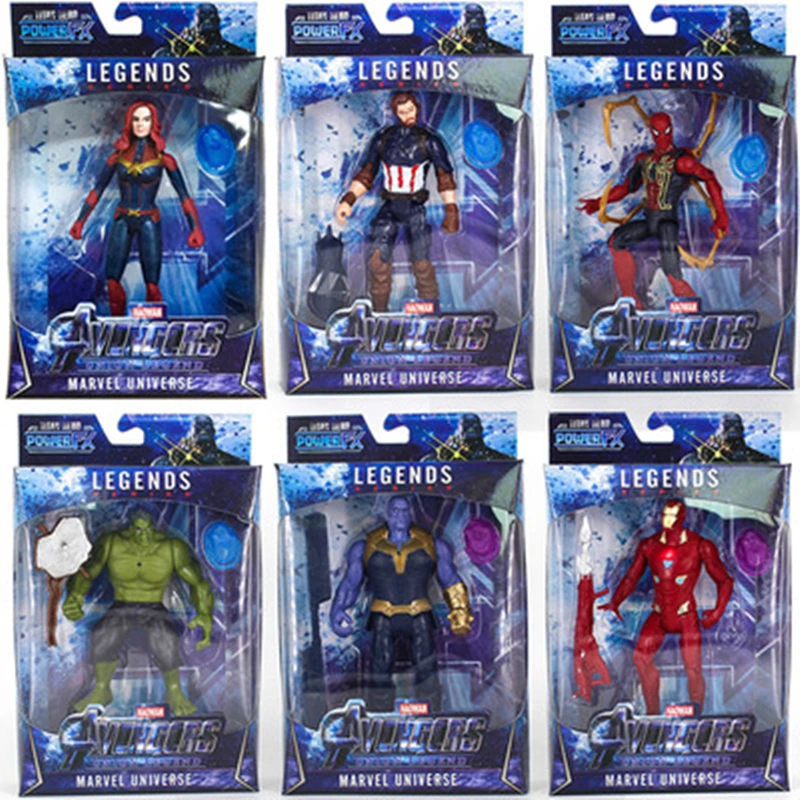 

NEW LED Thanos kids marvel Black Panther SpiderMan Captain America Thor Iron Man Hulk Avengers Action Figure toys Model Doll