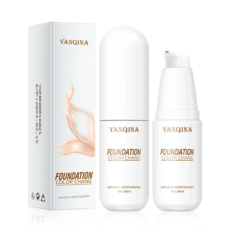 

Brighten Liquid Foundation Color Change Smooth & Thin Moisturizing Face Makeup Natural Concealer Cream Base Nude White