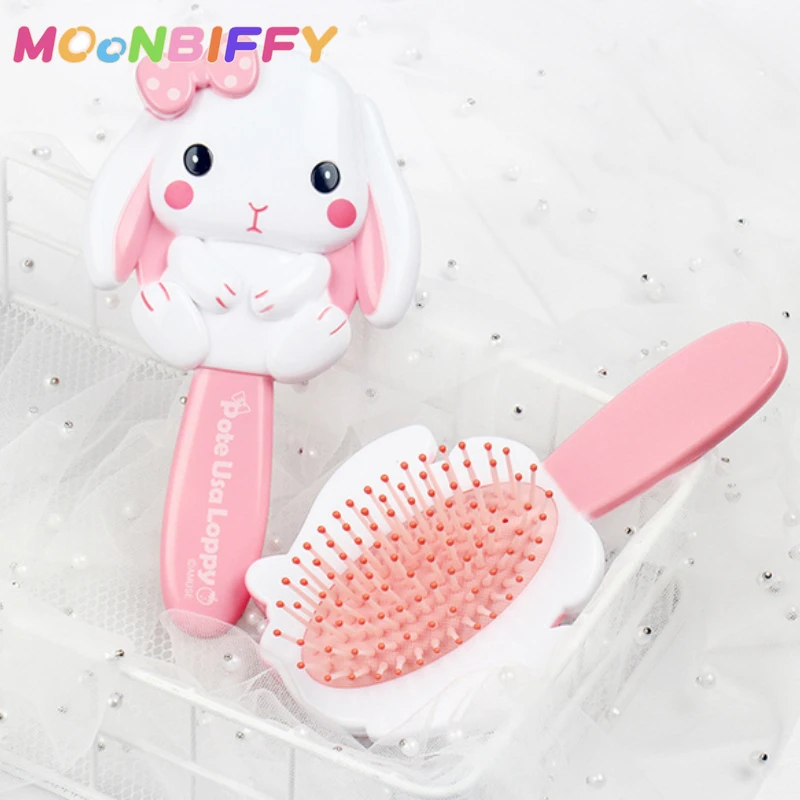 

Kawaii Anime Massage Comb Handle Mirror Sanrios Cinnamoroll Kuromi My Melody 3D Cartoon Airbag Comb Hair Comb for Girl Kids Gift