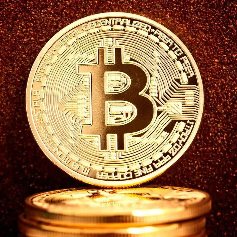 

Gold Plated Bitcoin Coin Collectible Art Collection Gift Physical Commemorative Casascius crypto Bit BTC Metal Antique Imitation