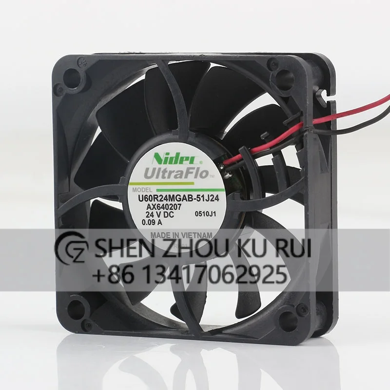 Фото Двухпроводной вентилятор охлаждения U60R24MGAB-51J24 Original Nidec 5V 12V 48V DC24V 0.09A AC EC 6015 60X60X15MM 6CM бесшумный для преобразователей частоты №3